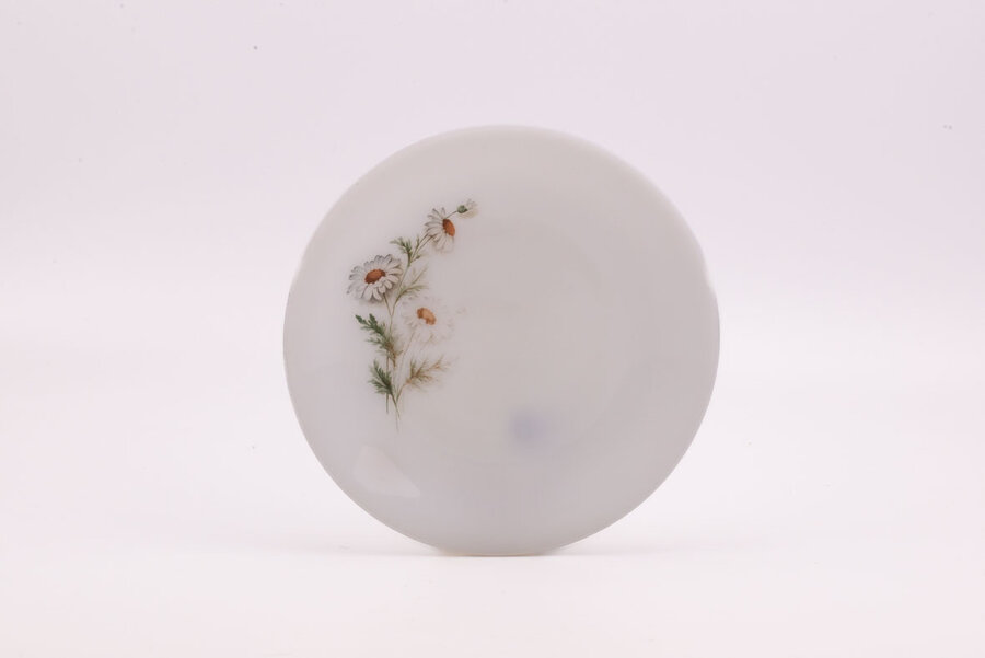 grandes assiettes plates Arcopal Marguerite en verre opaline